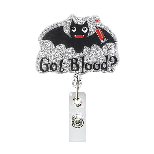 Acrylic Got Blood Black Bat Badge Reel