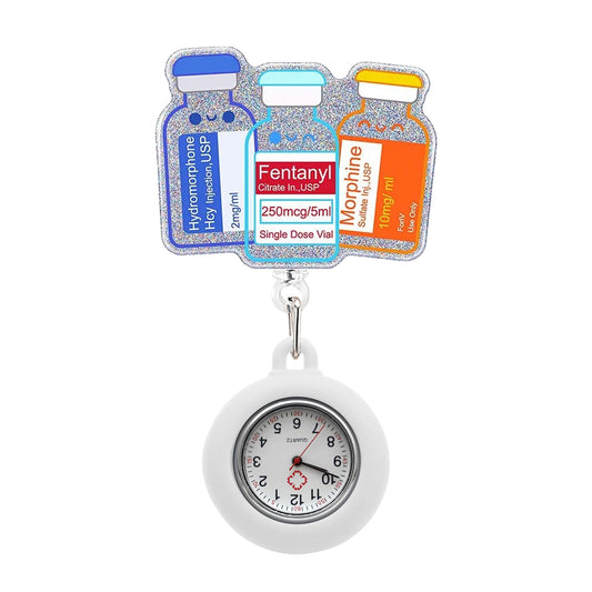 Med Bottle Badge Reel with Fob Watch