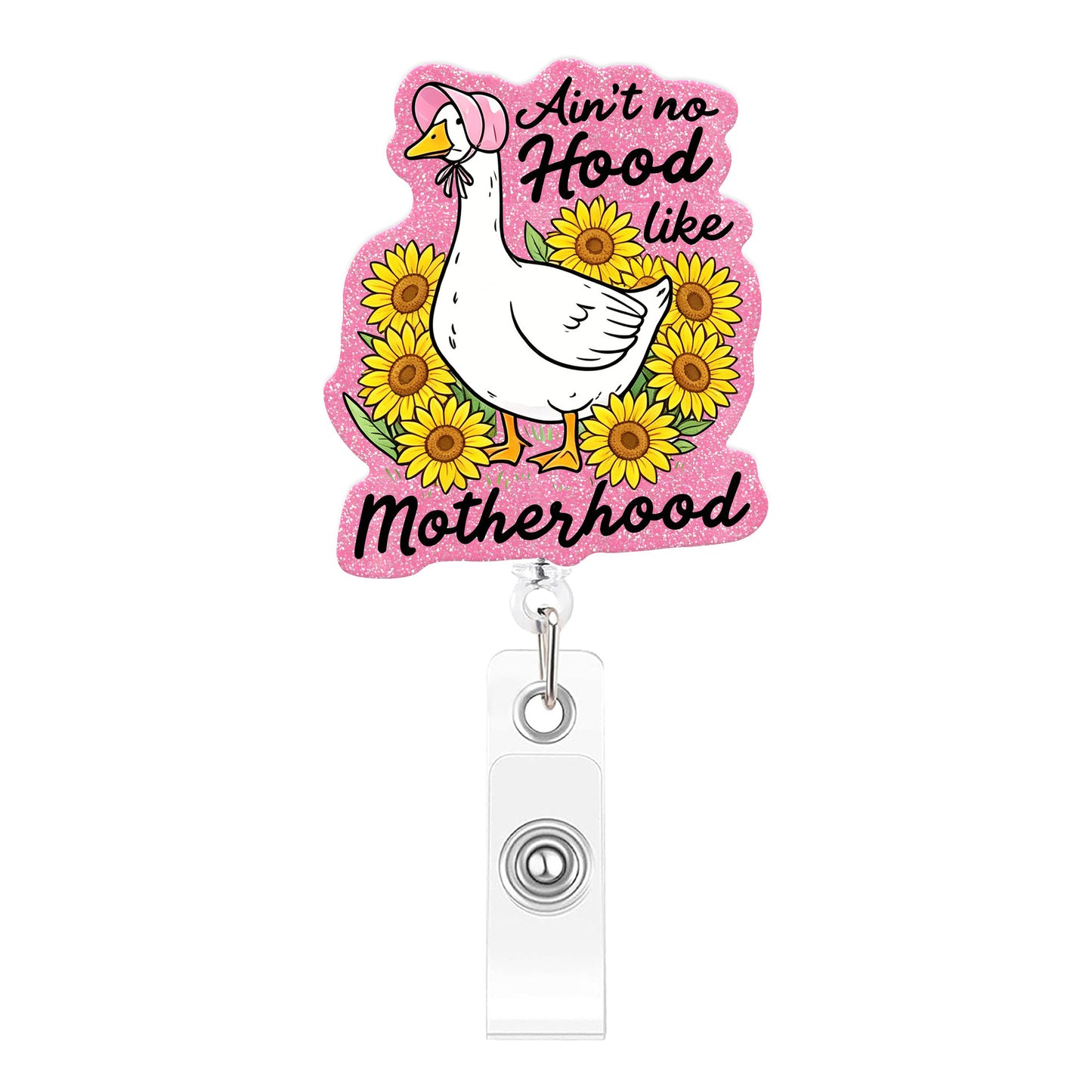 Pink Sunflower Goose Acrylic Badge Reel