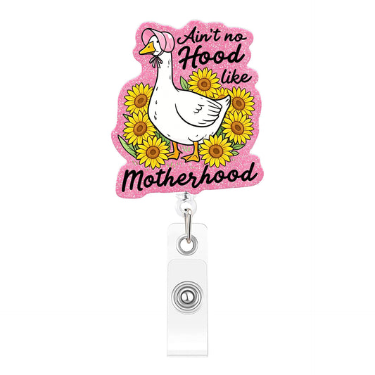 Pink Sunflower Goose Acrylic Badge Reel