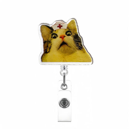 Acrylic The Stunned Nurse Cat Badge Reel
