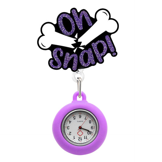 Acrylic Purple Oh Snap Badge Reel with Fob Watch