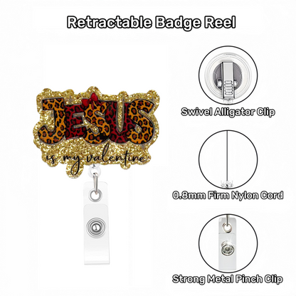 Acrylic Leopard-Print Gold Glitter JESUS Trim Badge Reel