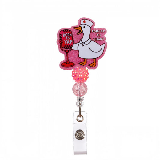 Acrylic Singing Goose Beaded Retractable Badge Reel