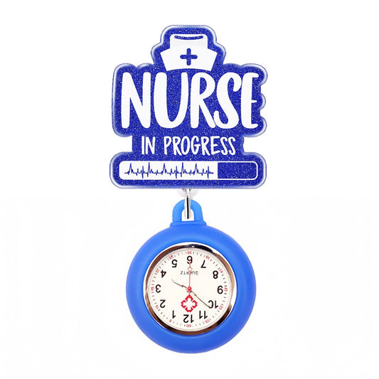 Acrylic Blue Nurse In Progress Badge Reel with Fob Watch