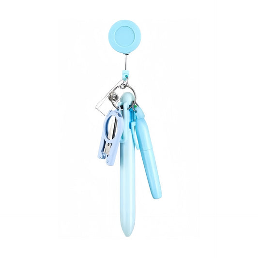 Blank Blue Badge Reel with Blue Pen Set