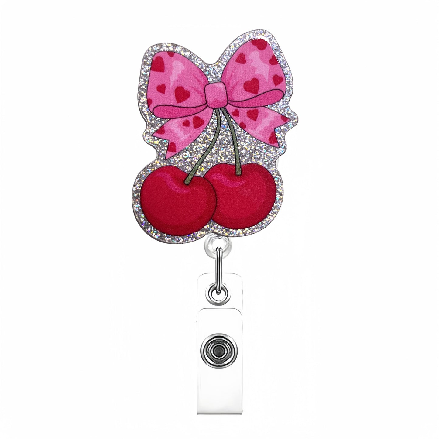 Acrylic Cherries With A Bow Badge Reel