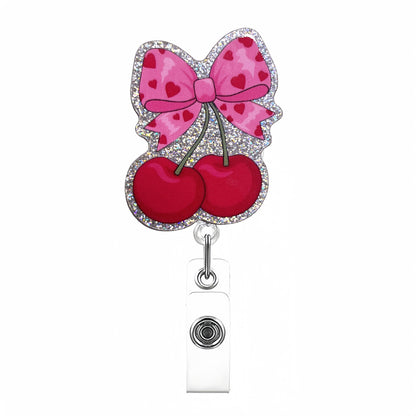Acrylic Cherries With A Bow Badge Reel