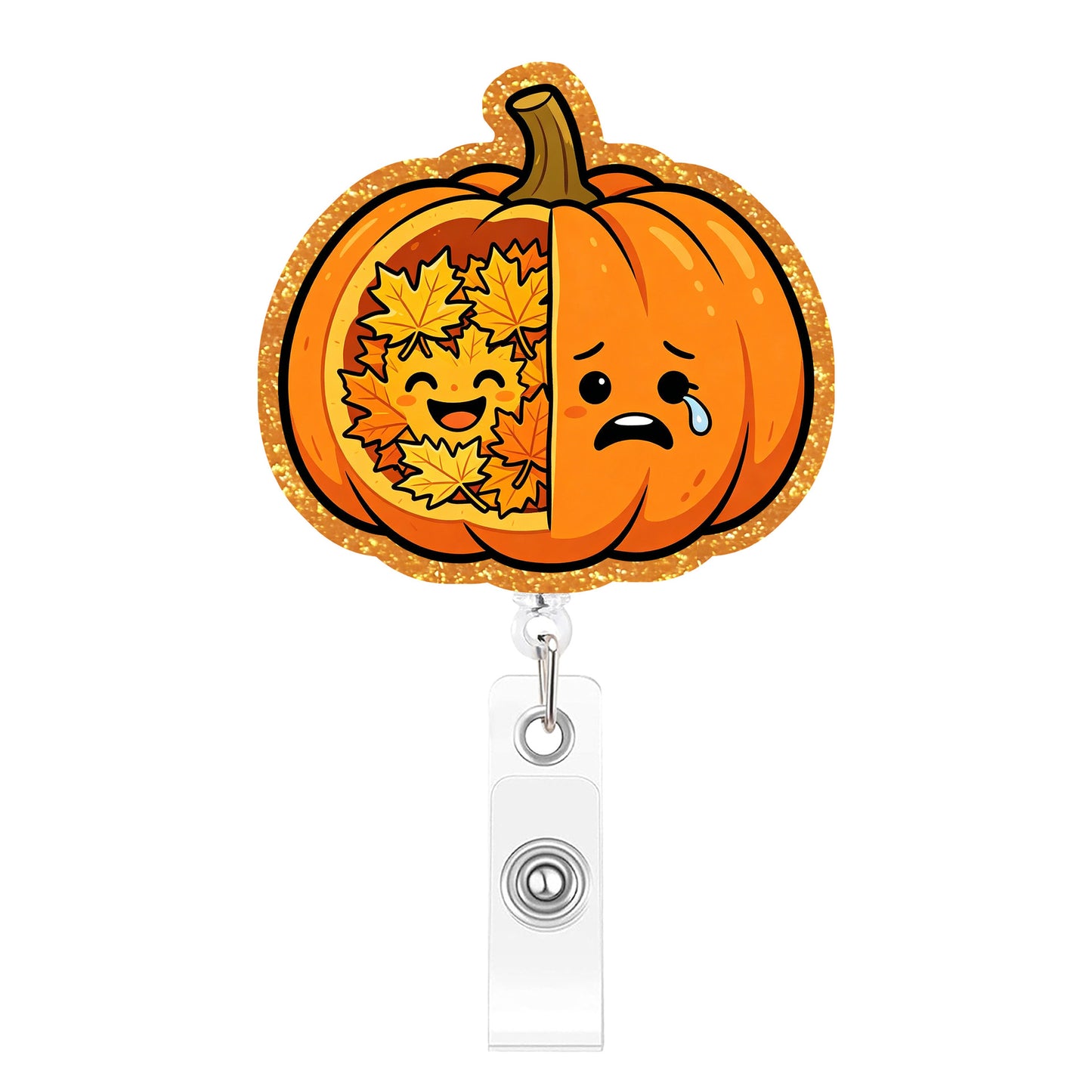 Emotional Pumpkin Acrylic Badge Reel