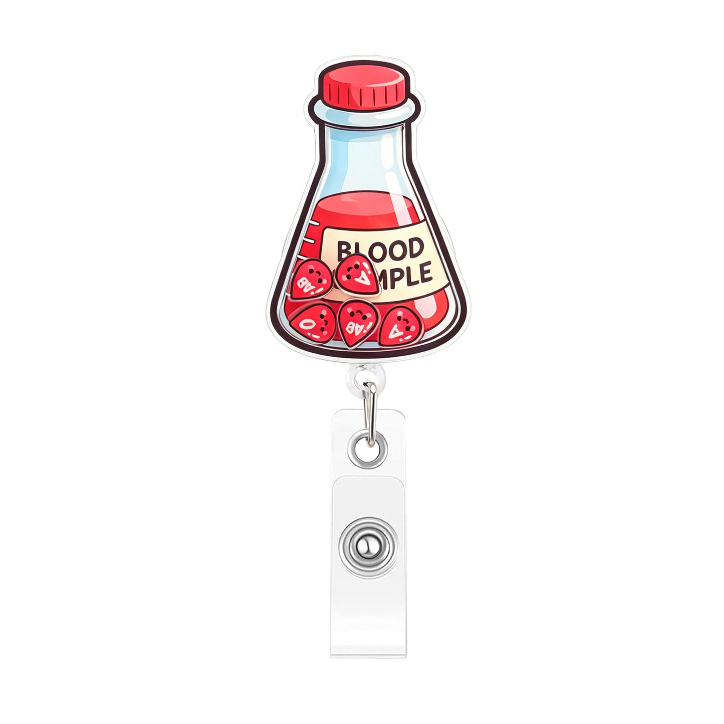 Red Blood Sample Bottle Rocking Fun Acrylic Badge Reel