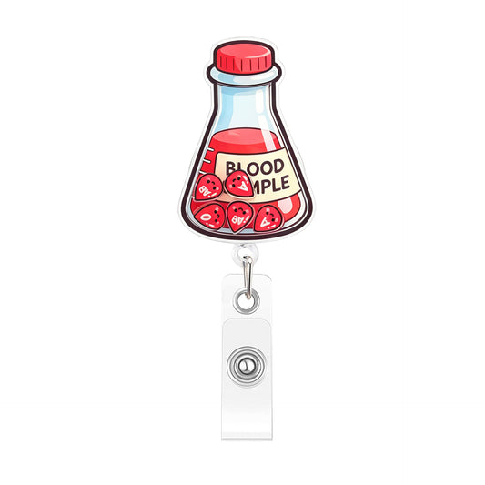 Red Blood Sample Bottle Rocking Fun Acrylic Badge Reel