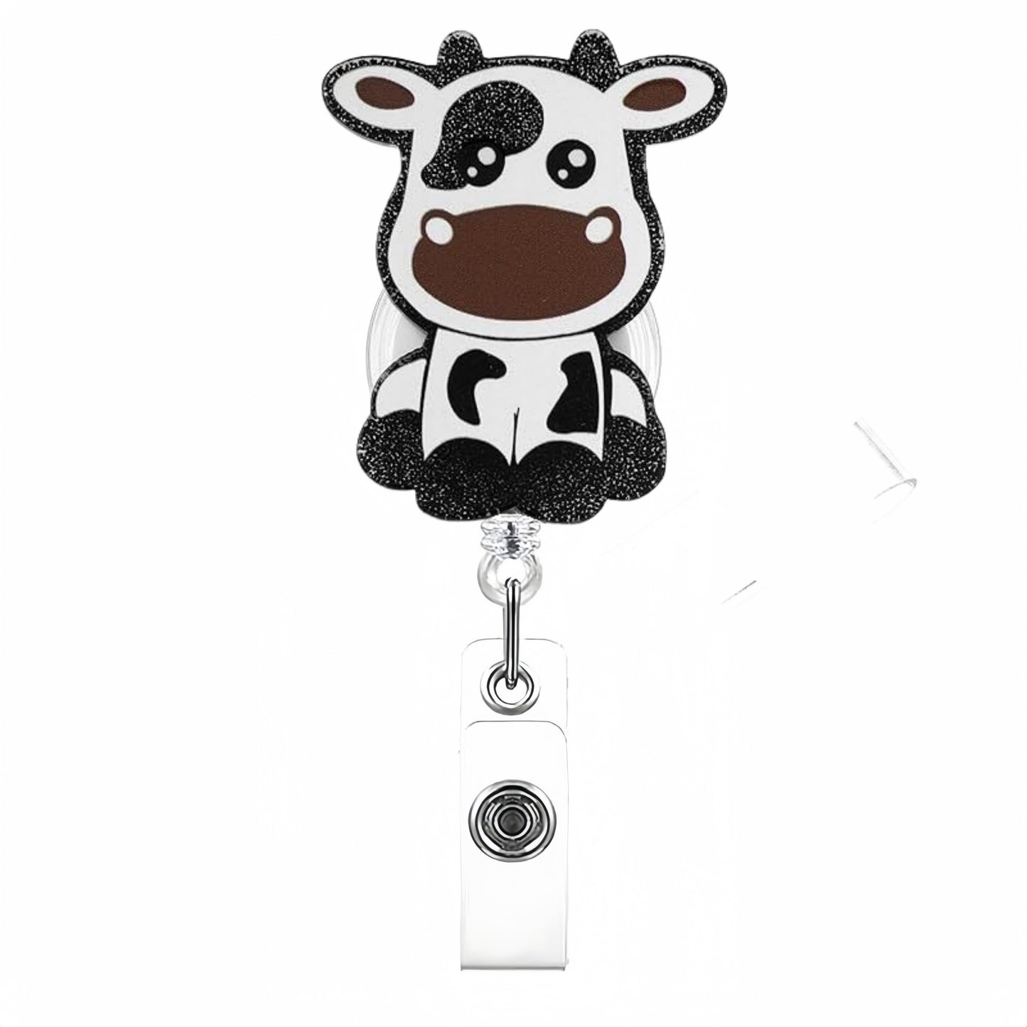 Acrylic White and Black Cow Badge Reel