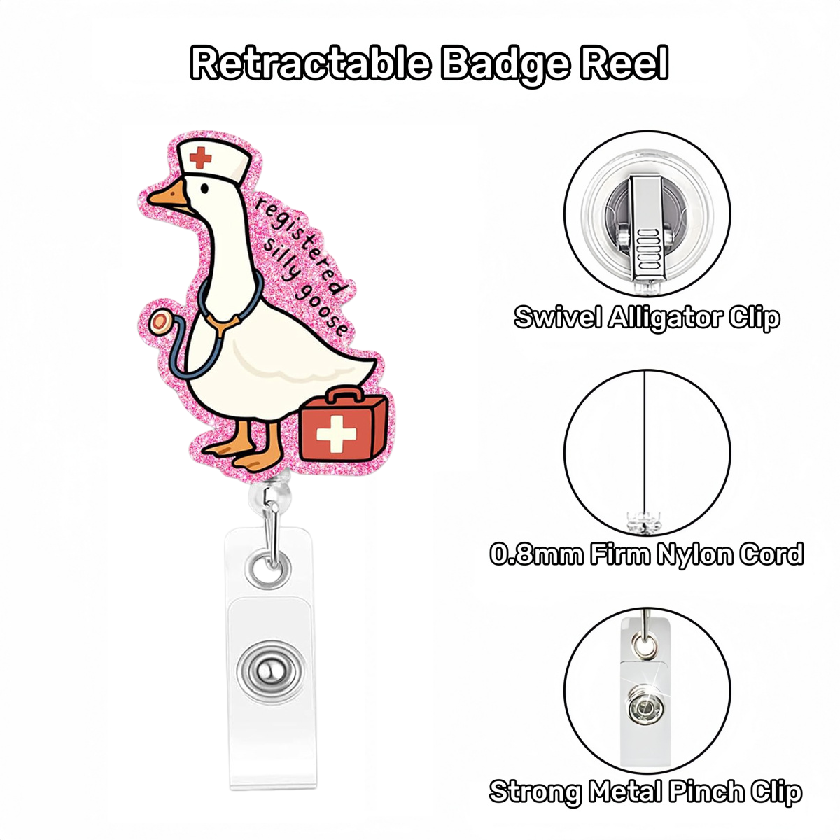 Acrylic Goose with First Aid Kit Badge Reel