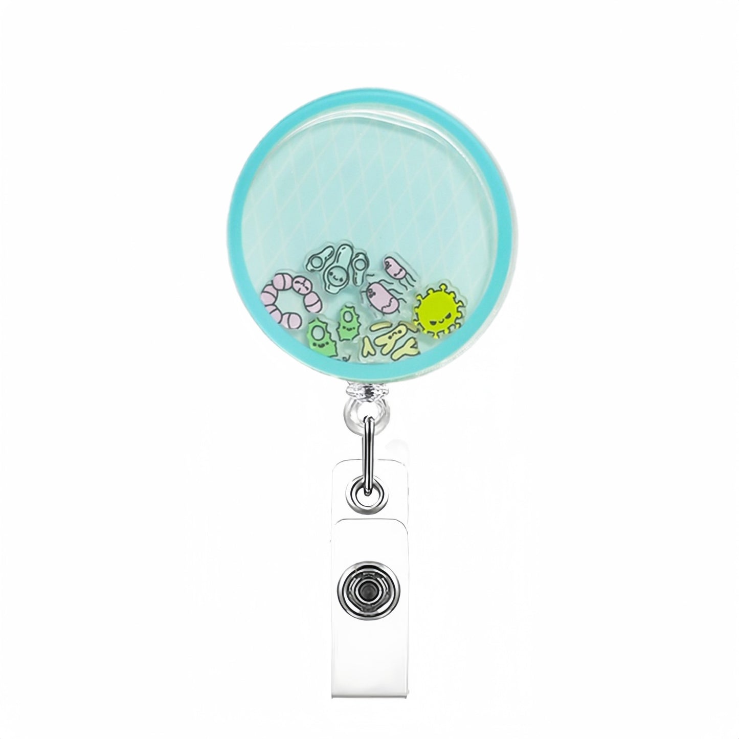 Blue Circular Detection Box Rocking Fun Acrylic Badge Reel