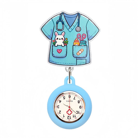 Acrylic Blue Clothes Badge Reel with Fob Watch