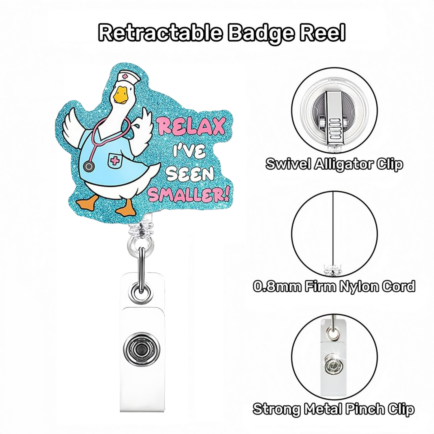 Acrylic Relax Goose Badge Reel