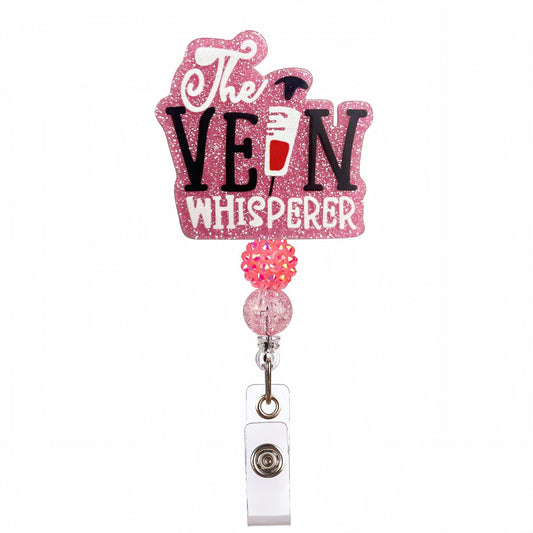 Acrylic The Vein Whisperer Beaded Retractable Badge Reel