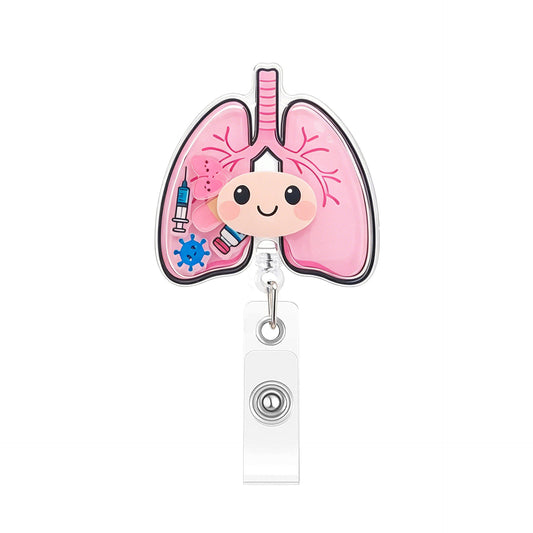 Pink Lung Rocking Fun Acrylic Badge Reel