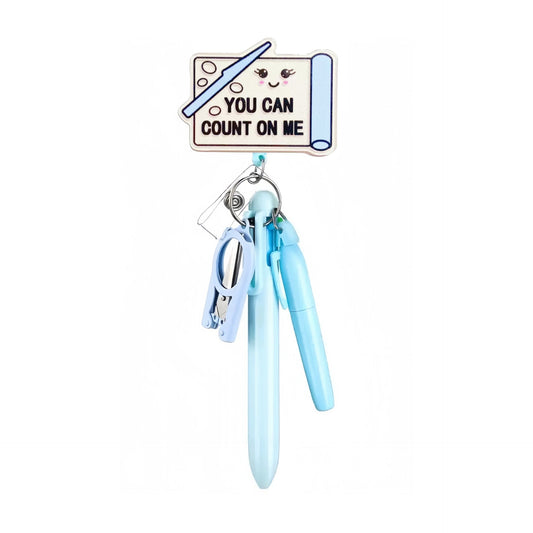 You Can Count On Me Badge Reel with Blue Pen Set