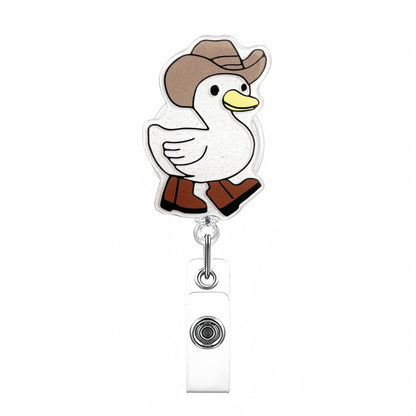 Acrylic Brown Western Cowboy Goose Badge Reel