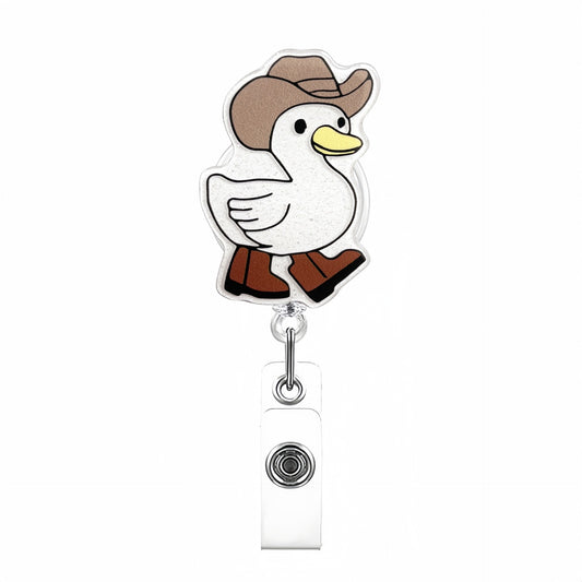 Acrylic Brown Western Cowboy Goose Badge Reel