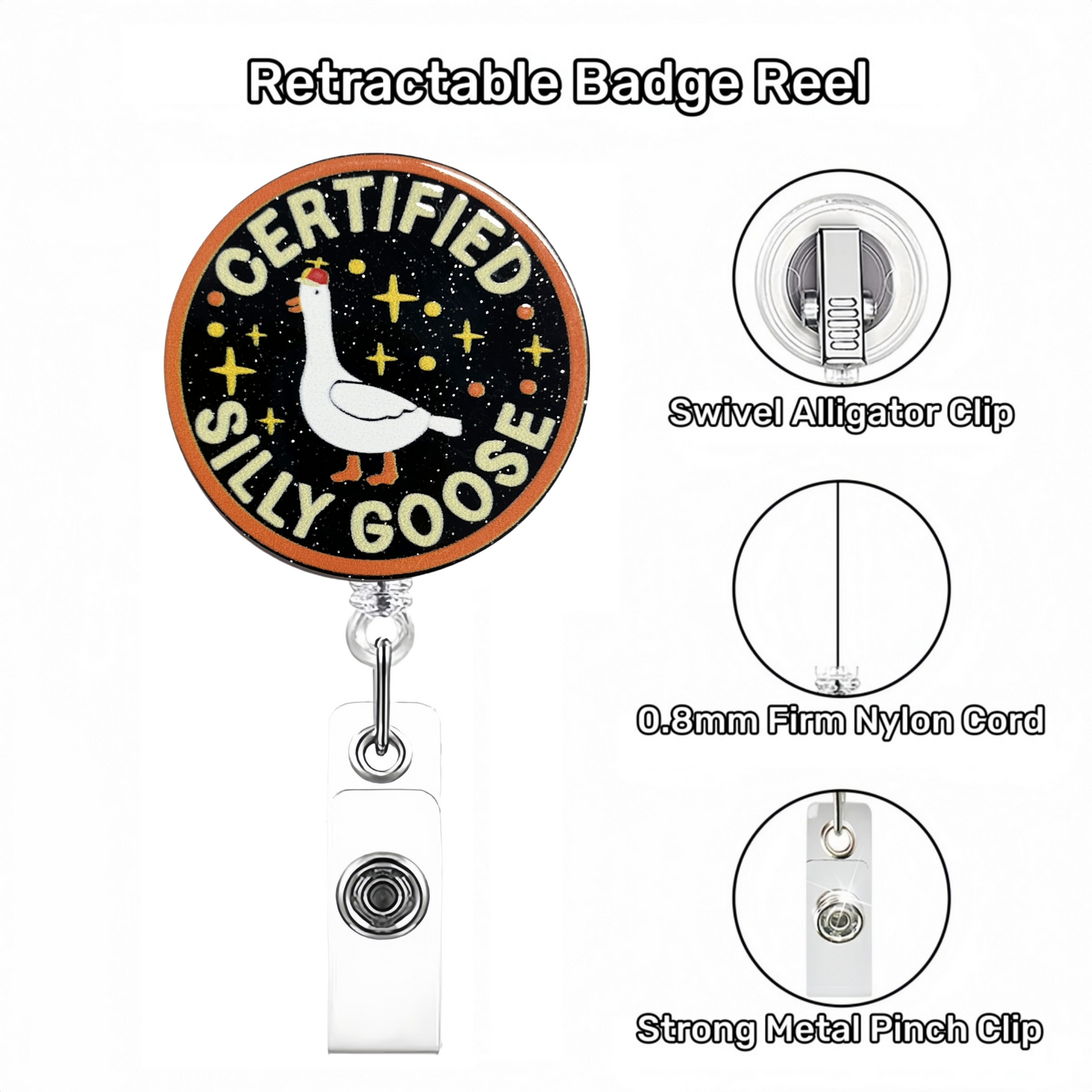 Acrylic Certified Silly Goose Badge Reel