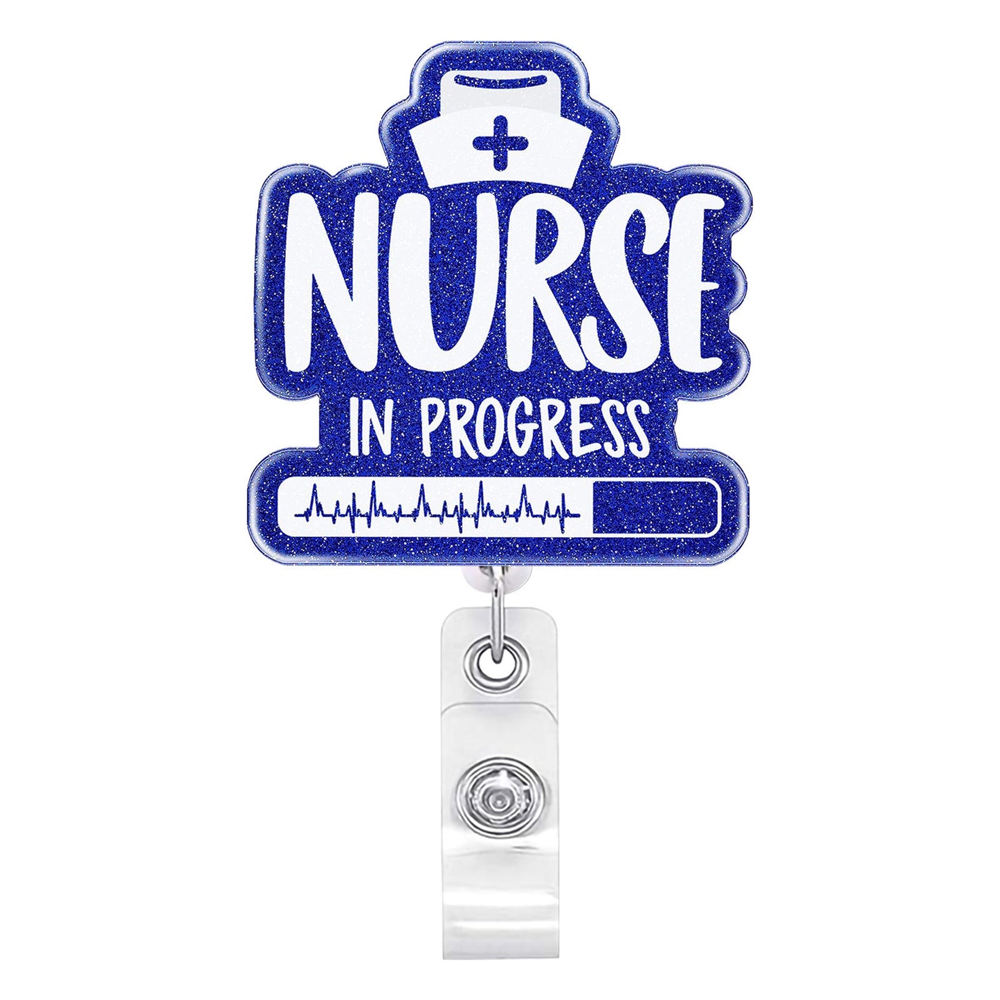 Acrylic Blue Background Nurse Badge Reel