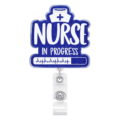 Acrylic Blue Background Nurse Badge Reel