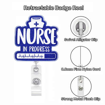 Acrylic Blue Background Nurse Badge Reel