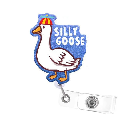 Acrylic Blue Glitter Foundation Goose Badge Reel