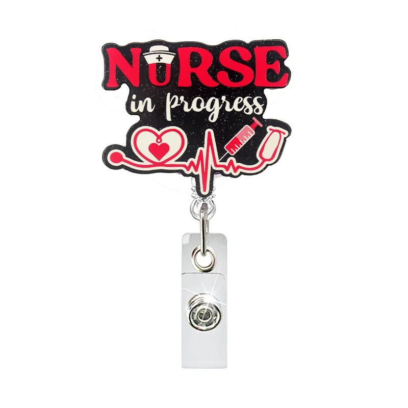 Acrylic Red Word Nurse Badge Reel