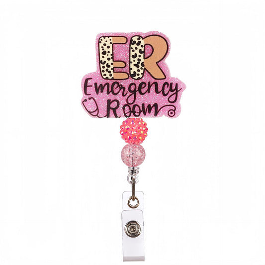 Acrylic Emergency Room Beaded Retractable Badge Reel
