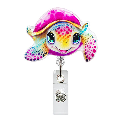 Acrylic Color Turtle Badge Reel for Girls Women