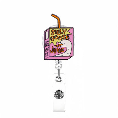 Acrylic Yellow and Pink Silly Goose jiuce Badge Reel