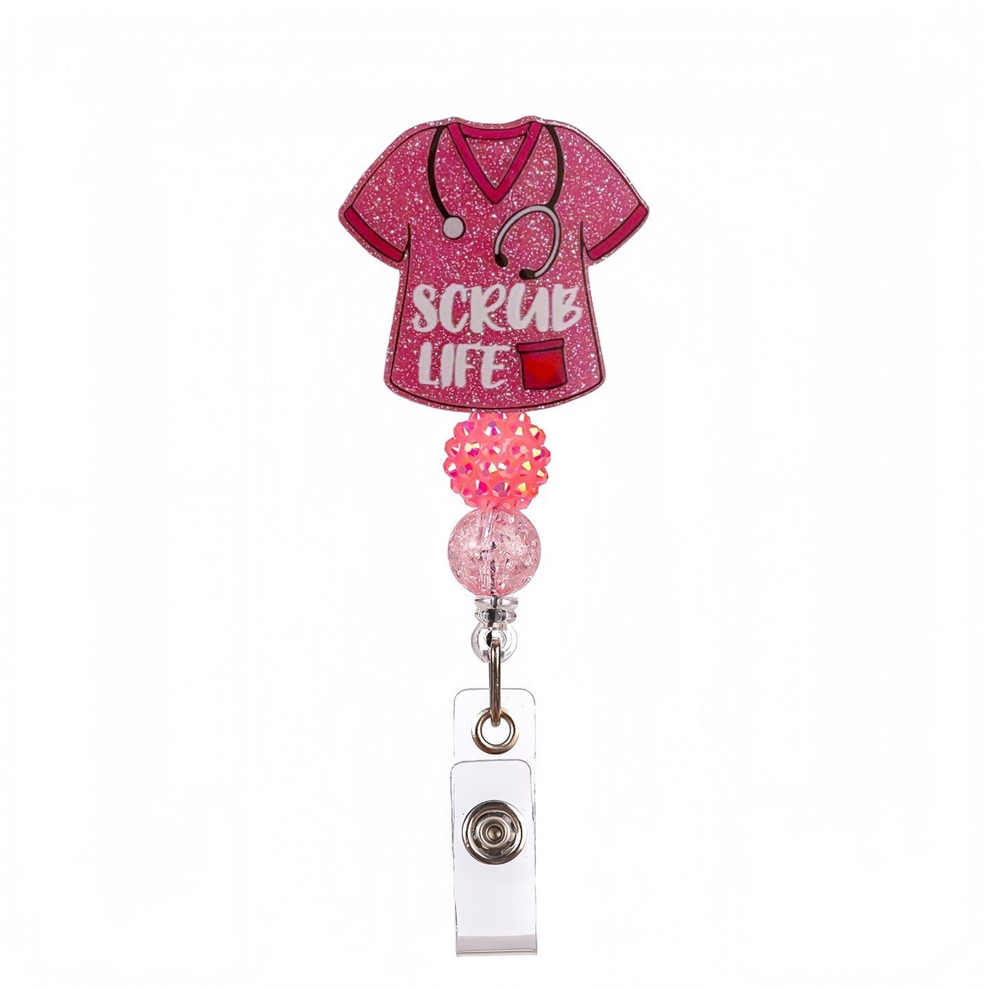 Acrylic Nursing Uniform Beaded Retractable Badge Reel