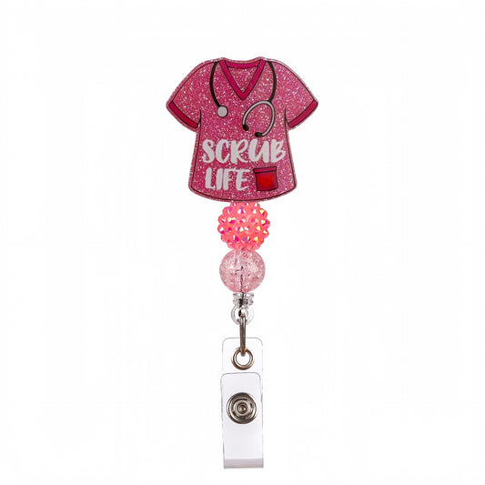 Acrylic Nursing Uniform Beaded Retractable Badge Reel