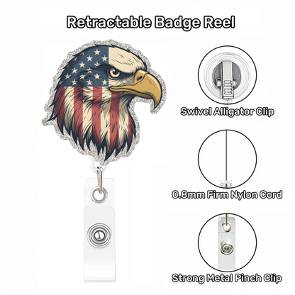 Acrylic Independence Day Eagle Head Badge Reel