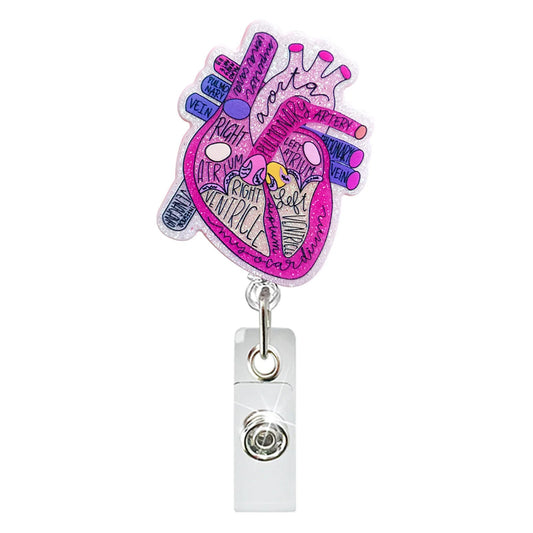 Acrylic Pink Heart Badge Reel