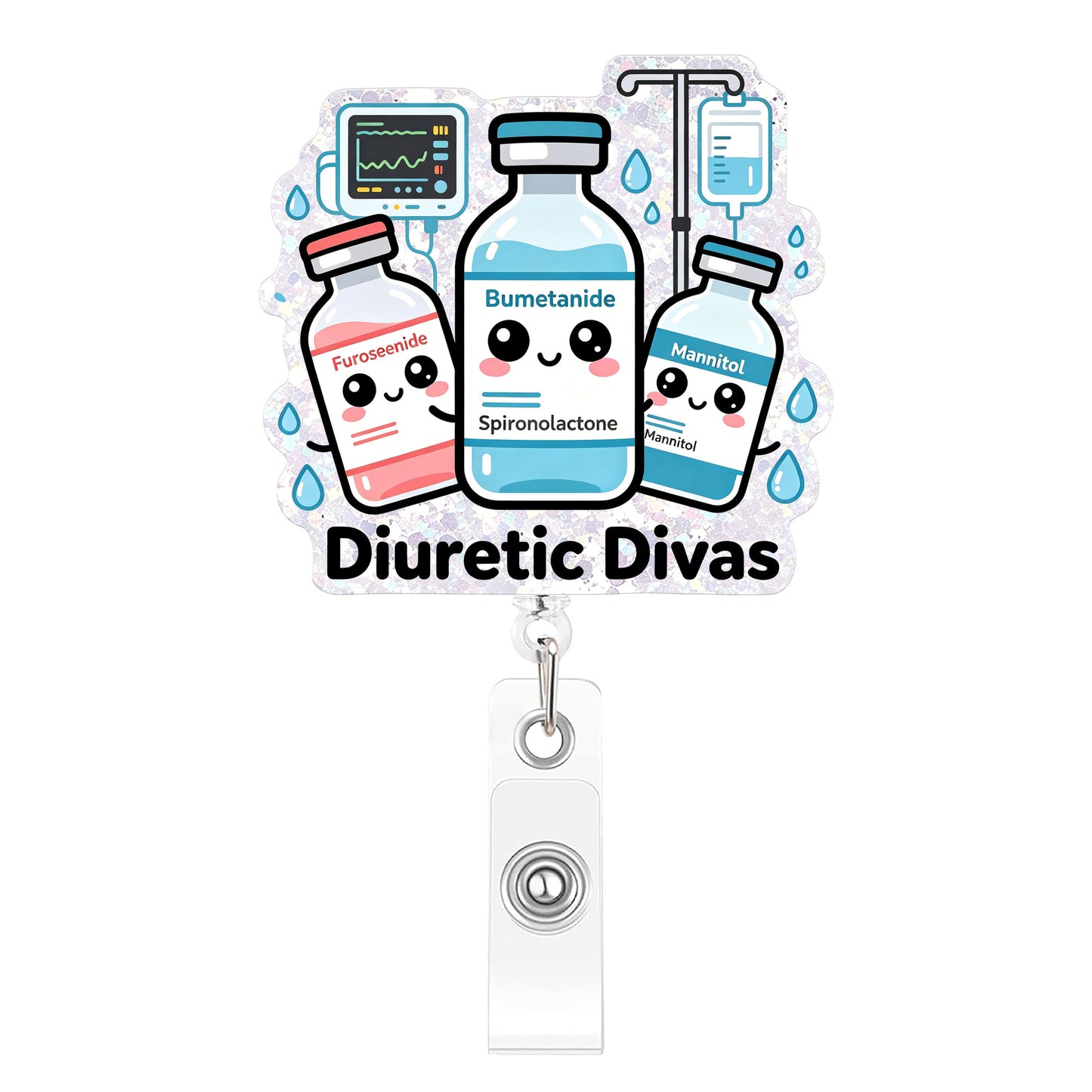 Diuretic Divas Acrylic Badge Reel