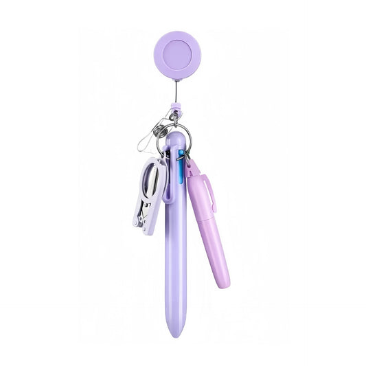 Blank Purple Badge Reel with Purple Pen Set