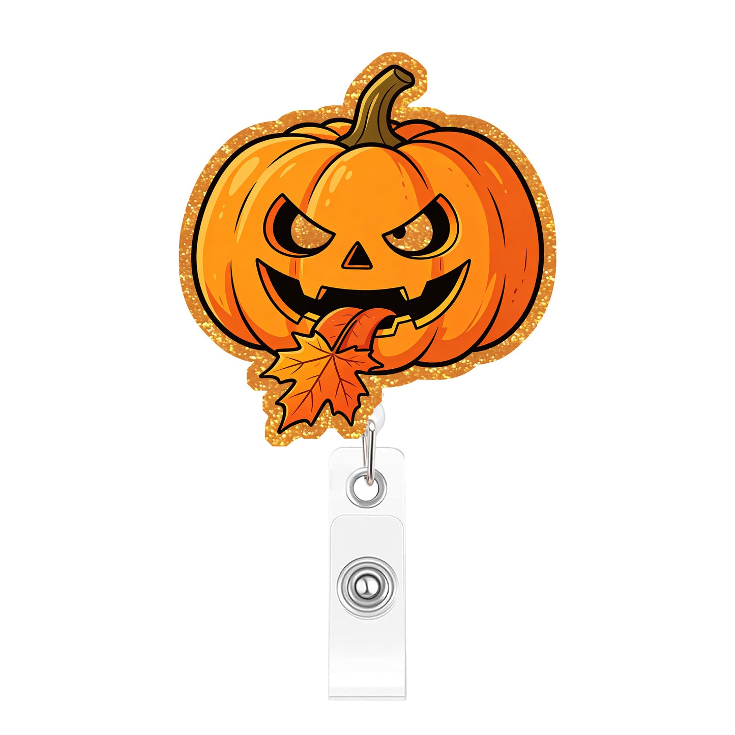 Tongue Sticking Pumpkin Acrylic Badge Reel