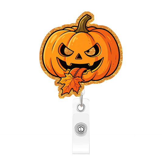 Tongue Sticking Pumpkin Acrylic Badge Reel
