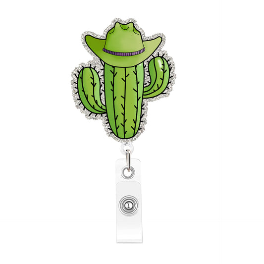Acrylic Green-Hat Cactus Badge Reel