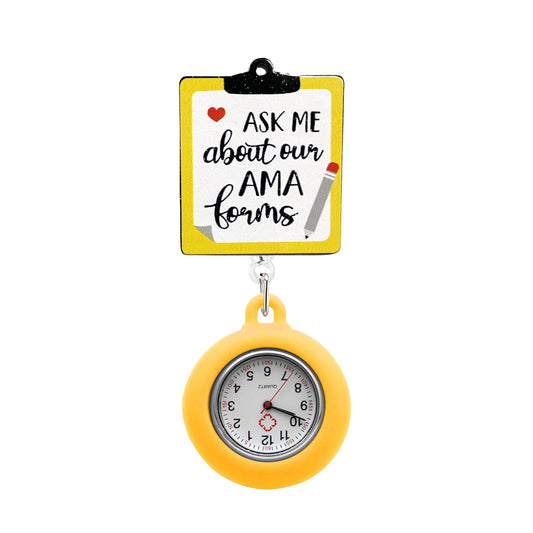 Ask Me About Badge Reel with Fob Watch
