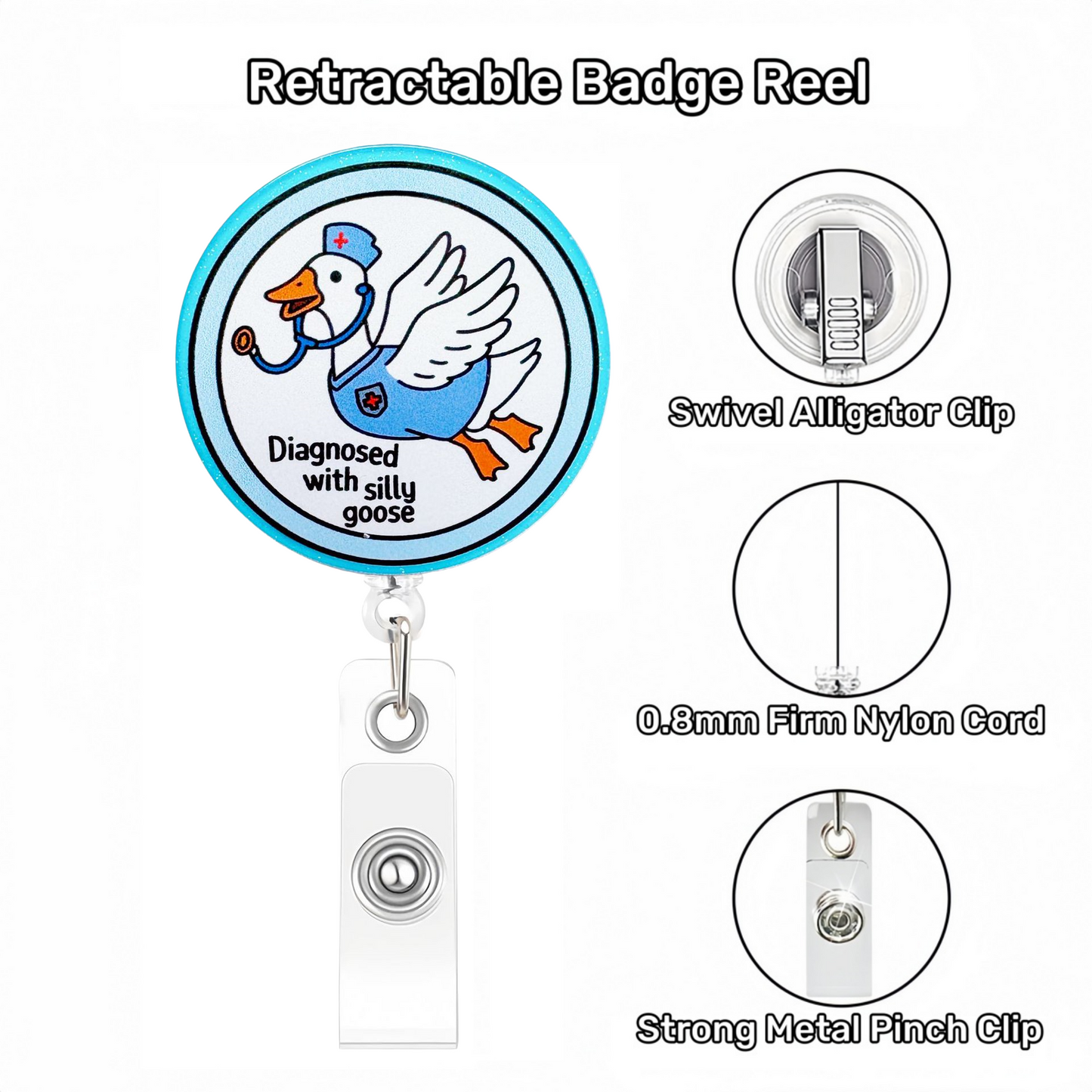 Acrylic Flying Duck Badge Reel
