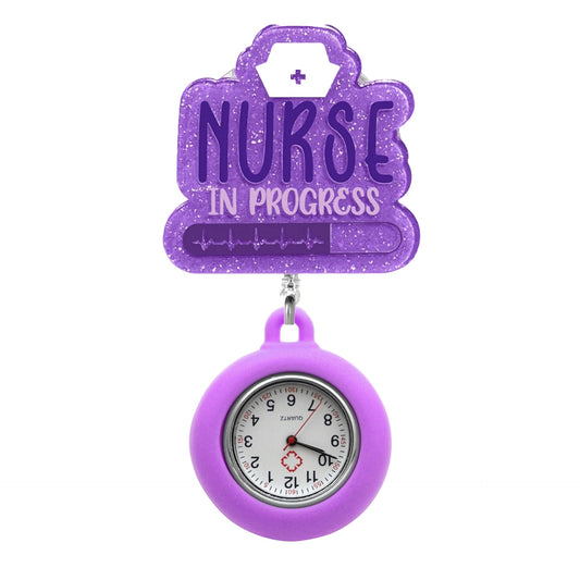 Acrylic Purple Badge Reel with Purple Fob Watch