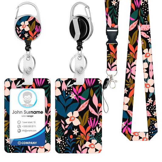 Boho Tropical Floral ID Badge Holder Set