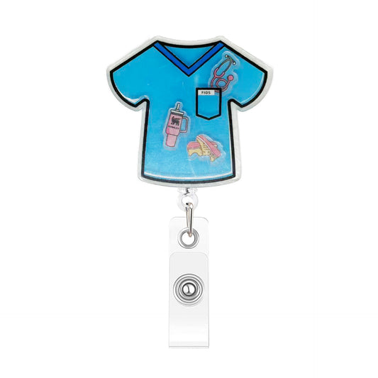 Blue Clothes Rocking Fun Acrylic Badge Reel
