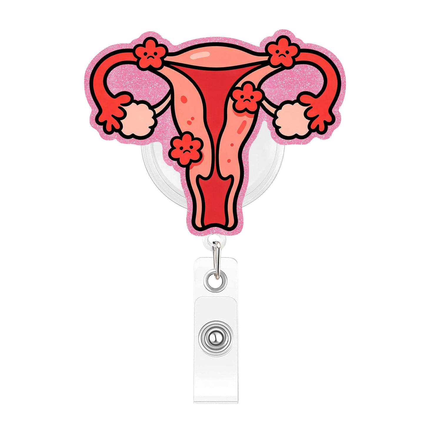 Sad Little Flower Uterus Acrylic Badge Reel