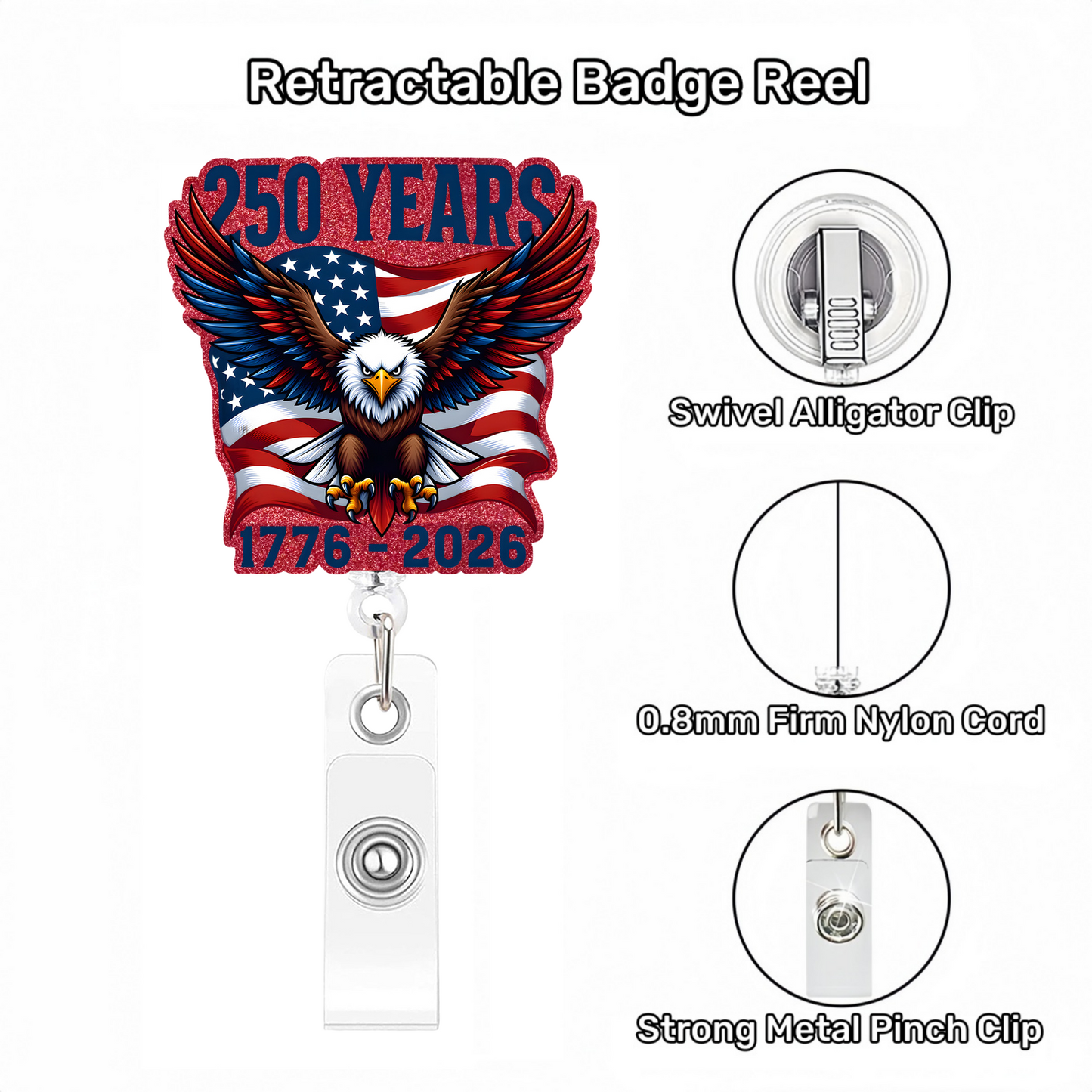 Arcylic Independence Day Eagles and the Flag Badge Reel